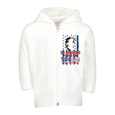 34 Reasons To Vote For Trump Toddler Zip Fleece Hoodie