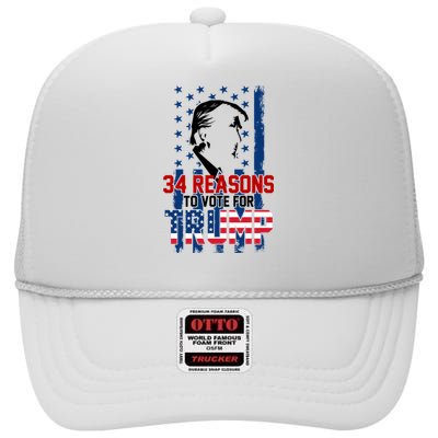 34 Reasons To Vote For Trump High Crown Mesh Back Trucker Hat