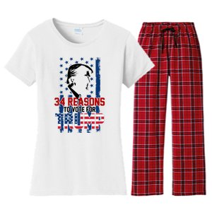 34 Reasons To Vote For Trump Women's Flannel Pajama Set