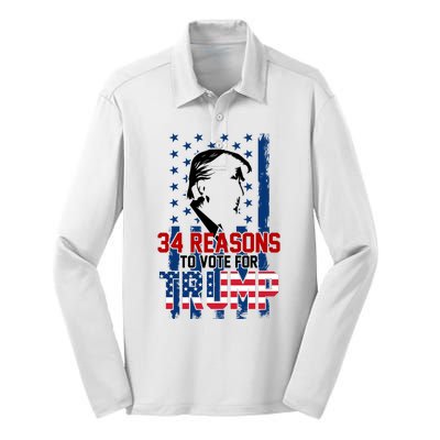 34 Reasons To Vote For Trump Silk Touch Performance Long Sleeve Polo