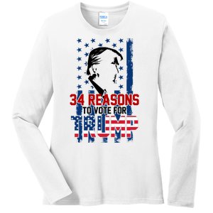 34 Reasons To Vote For Trump Ladies Long Sleeve Shirt