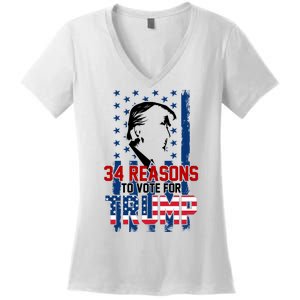 34 Reasons To Vote For Trump Women's V-Neck T-Shirt