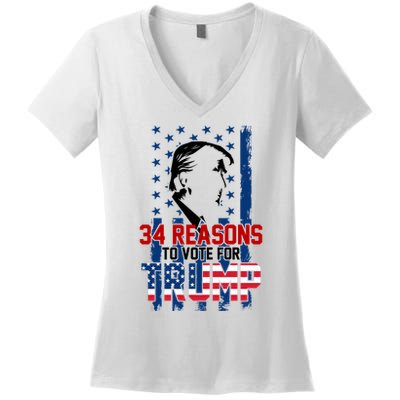 34 Reasons To Vote For Trump Women's V-Neck T-Shirt
