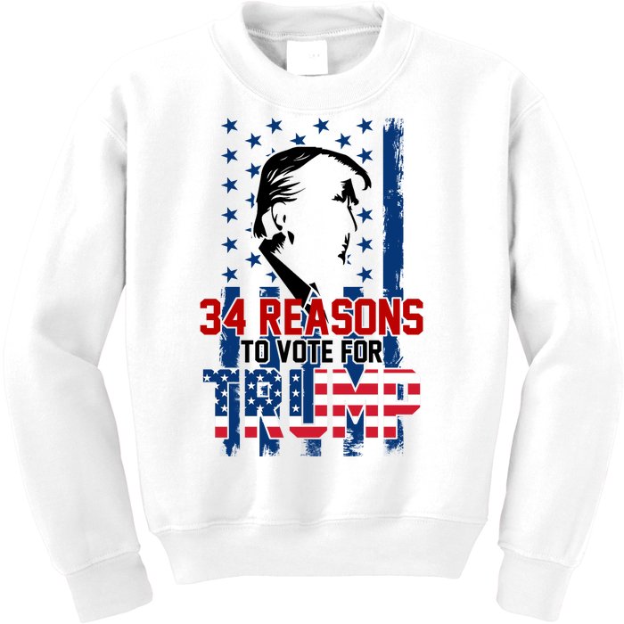 34 Reasons To Vote For Trump Kids Sweatshirt