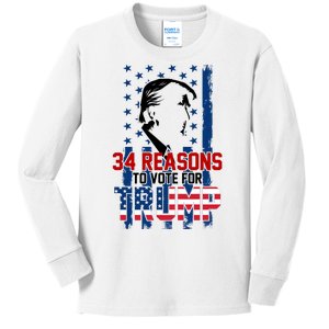 34 Reasons To Vote For Trump Kids Long Sleeve Shirt