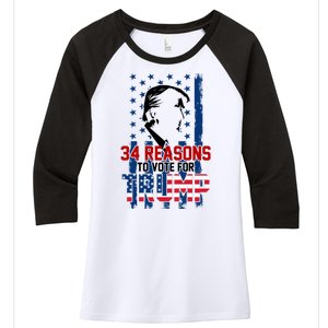 34 Reasons To Vote For Trump Women's Tri-Blend 3/4-Sleeve Raglan Shirt