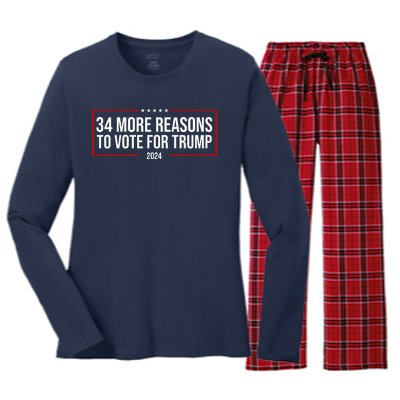 34 Reasons To Vote For Trump 2024 Election Women's Long Sleeve Flannel Pajama Set 