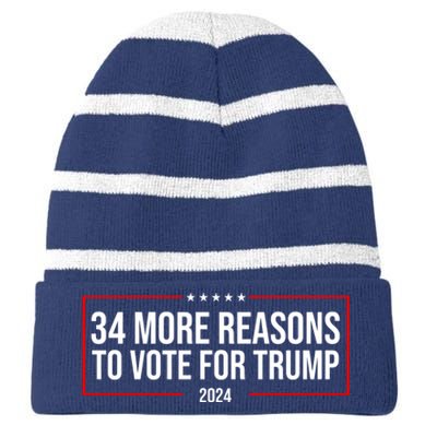 34 Reasons To Vote For Trump 2024 Election Striped Beanie with Solid Band