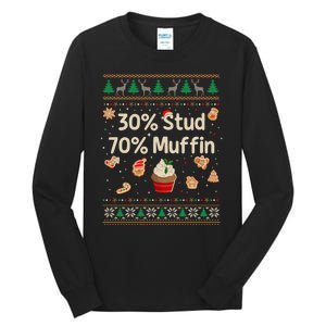 30 Stud 70 Muffin Ugly Christmas Funny Xmas Pajamas Tall Long Sleeve T-Shirt