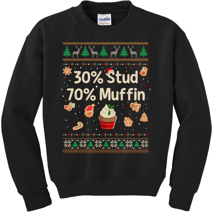 30 Stud 70 Muffin Ugly Christmas Funny Xmas Pajamas Kids Sweatshirt