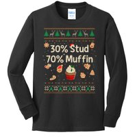 30 Stud 70 Muffin Ugly Christmas Funny Xmas Pajamas Kids Long Sleeve Shirt