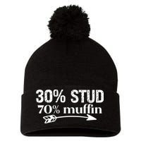 30% Stud 70% Muffin Pom Pom 12in Knit Beanie