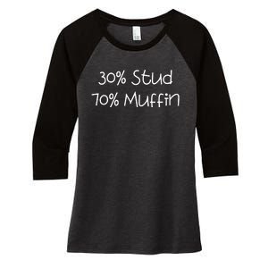 30 Stud 70 Muffin Funny Women's Tri-Blend 3/4-Sleeve Raglan Shirt