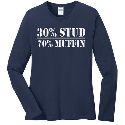 30 Stud 70 Muffin Funny Valentines Day Stud Muffin Ladies Long Sleeve Shirt