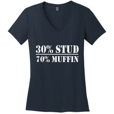 30 Stud 70 Muffin Funny Valentines Day Stud Muffin Women's V-Neck T-Shirt