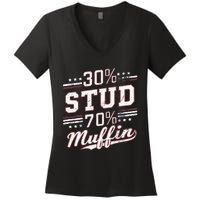 30 Stud 70 Muffin Vintage Retro Funny Joke Sarcasm Women's V-Neck T-Shirt