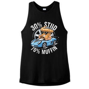 30 Stud 70 Muffin 30 Percent Stud 70 Percent Muffin Ladies PosiCharge Tri-Blend Wicking Tank