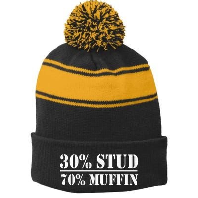 30 Stud 70 Muffin Funny Valentines Day Stud Muffin Stripe Pom Pom Beanie