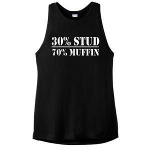 30 Stud 70 Muffin Funny Valentines Day Stud Muffin Ladies PosiCharge Tri-Blend Wicking Tank