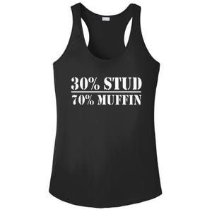 30 Stud 70 Muffin Funny Valentines Day Stud Muffin Ladies PosiCharge Competitor Racerback Tank