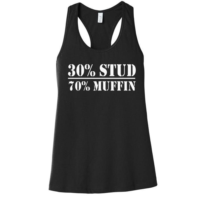 30 Stud 70 Muffin Funny Valentines Day Stud Muffin Women's Racerback Tank