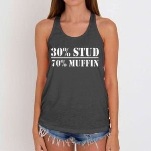 30 Stud 70 Muffin Funny Valentines Day Stud Muffin Women's Knotted Racerback Tank