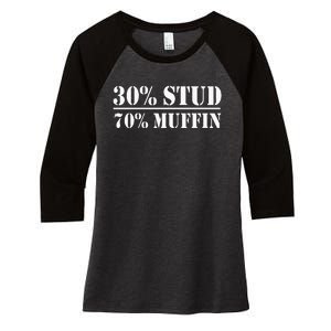 30 Stud 70 Muffin Funny Valentines Day Stud Muffin Women's Tri-Blend 3/4-Sleeve Raglan Shirt