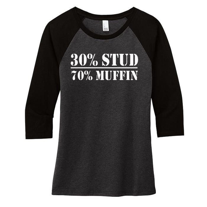 30 Stud 70 Muffin Funny Valentines Day Stud Muffin Women's Tri-Blend 3/4-Sleeve Raglan Shirt