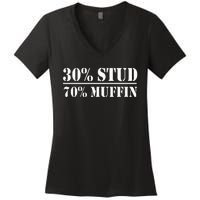 30 Stud 70 Muffin Funny Valentines Day Stud Muffin Women's V-Neck T-Shirt