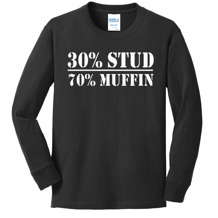 30 Stud 70 Muffin Funny Valentines Day Stud Muffin Kids Long Sleeve Shirt