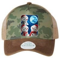 3 Snowman Christmas Moon Weird Cursed Meme Howling Parody Legacy Tie Dye Trucker Hat