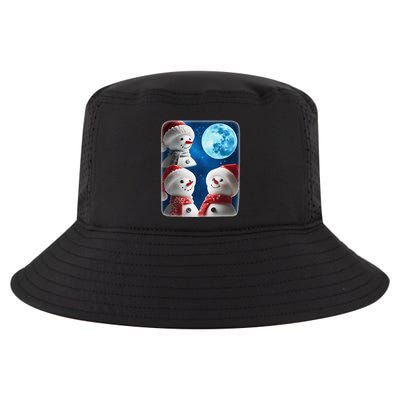 3 Snowman Christmas Moon Weird Cursed Meme Howling Parody Cool Comfort Performance Bucket Hat