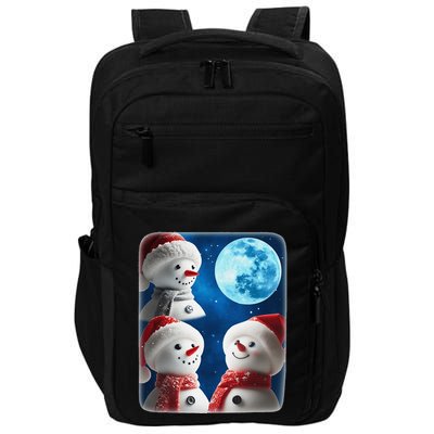 3 Snowman Christmas Moon Weird Cursed Meme Howling Parody Impact Tech Backpack