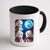 3 Snowman Christmas Moon Weird Cursed Meme Howling Parody Mug