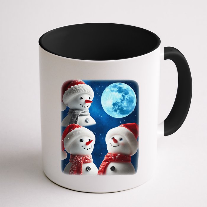 3 Snowman Christmas Moon Weird Cursed Meme Howling Parody Mug