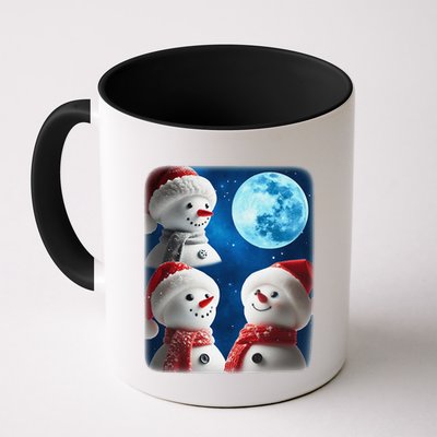 3 Snowman Christmas Moon Weird Cursed Meme Howling Parody Mug