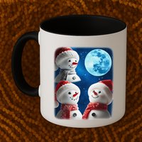 3 Snowman Christmas Moon Weird Cursed Meme Howling Parody Mug
