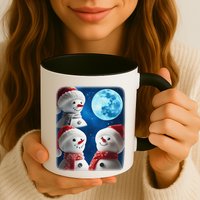 3 Snowman Christmas Moon Weird Cursed Meme Howling Parody Mug