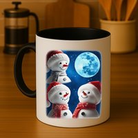 3 Snowman Christmas Moon Weird Cursed Meme Howling Parody Mug