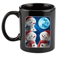 3 Snowman Christmas Moon Weird Cursed Meme Howling Parody 11oz C Handle Ceramic Mug