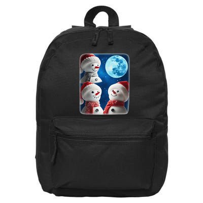3 Snowman Christmas Moon Weird Cursed Meme Howling Parody 16 in Basic Backpack
