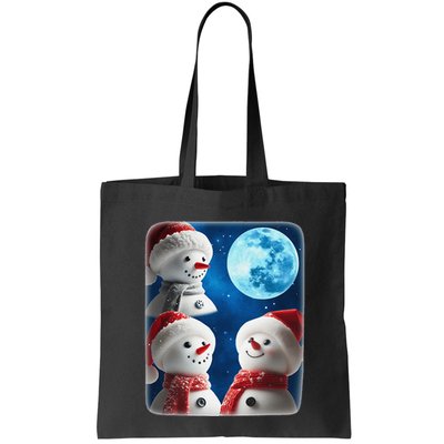 3 Snowman Christmas Moon Weird Cursed Meme Howling Parody Bag