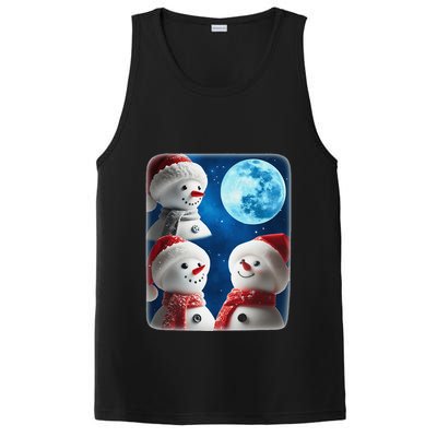 3 Snowman Christmas Moon Weird Cursed Meme Howling Parody PosiCharge Competitor Tank