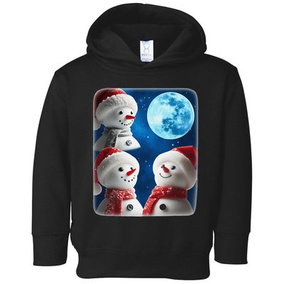 3 Snowman Christmas Moon Weird Cursed Meme Howling Parody Toddler Hoodie