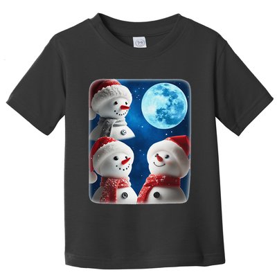 3 Snowman Christmas Moon Weird Cursed Meme Howling Parody Toddler T-Shirt