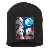 3 Snowman Christmas Moon Weird Cursed Meme Howling Parody Short Acrylic Beanie