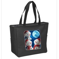 3 Snowman Christmas Moon Weird Cursed Meme Howling Parody Zip Tote Bag