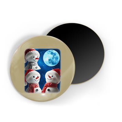 3 Snowman Christmas Moon Weird Cursed Meme Howling Parody Magnet