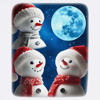 3 Snowman Christmas Moon Weird Cursed Meme Howling Parody Garment-Dyed Sweatshirt