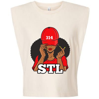 314 Stl From St. Louis Missouri Black Woman Garment-Dyed Women's Muscle Tee